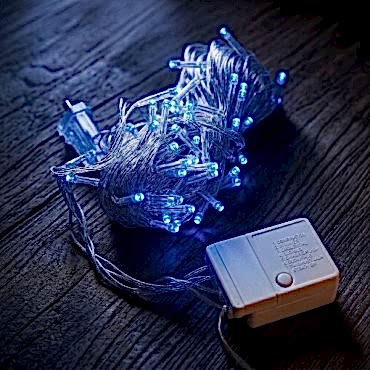 10m 100 Led Damla Uçlu Mavi Işık Şeffaf Kablo