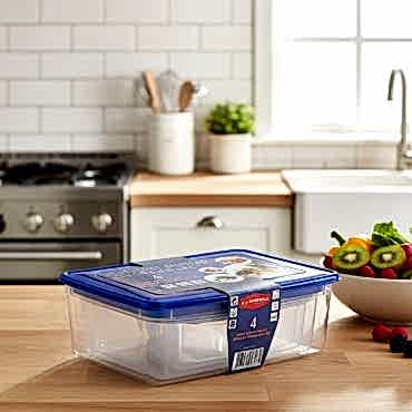 4'lü Köşeli Saklama Kabı Seti 