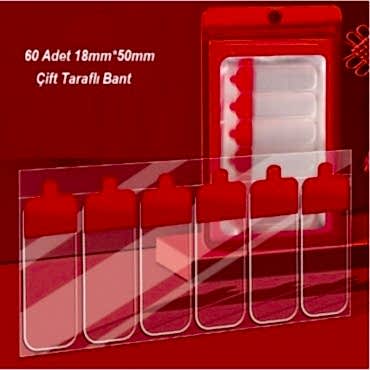 60 Parça Kolay Açılır Güçlü Çift Taraflı Bant 18mmx50mm