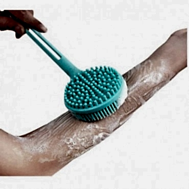 Çift Taraflı Silikon Uzun Saplı Banyo Fırçası