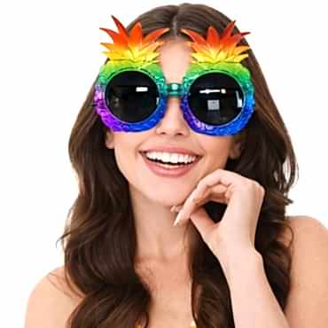 Tropikal Ananas Tasarımlı Renkli Hawaii Parti Gözlüğü