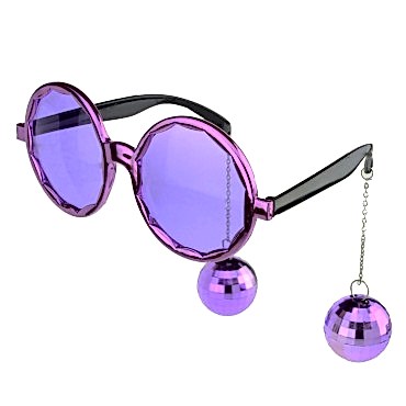 Mor Disko Topu Küpeli Parti Gözlüğü
