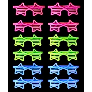 Retro Neon Fosforlu Yıldız Panjur Gözlük - 12 Adet