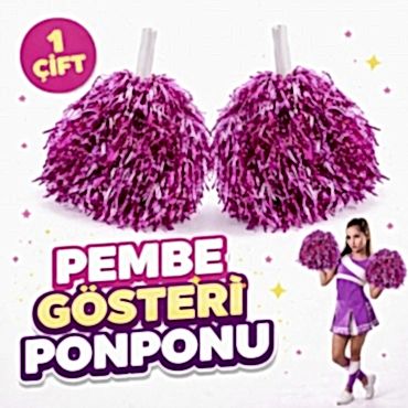 1 Çift Pembe Okul Gösteri Ponponları Ekstra Dolgun