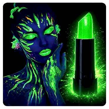 UV Neon Yeşil Ruj – Karanlıkta Parlayan Makyaj Boyası