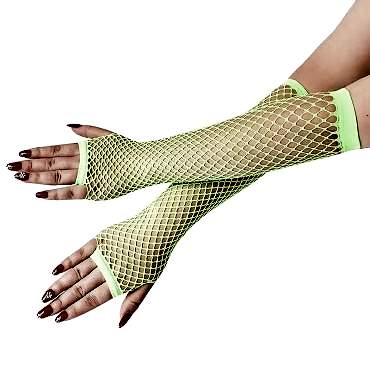 Retro Neon Yeşil File Parmaksız Eldiven 26 cm