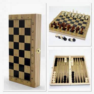 Ahşap Satranç ve Tavla Seti 