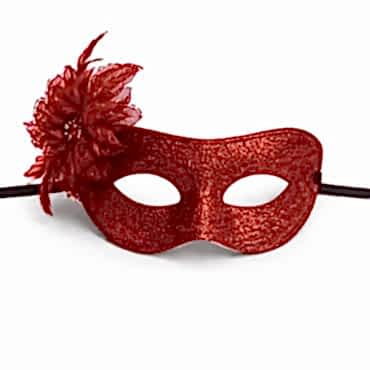 Kırmızı Simli Tüylü Balo Maskesi