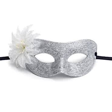 Gümüş Simli Tüylü Balo Maskesi 
