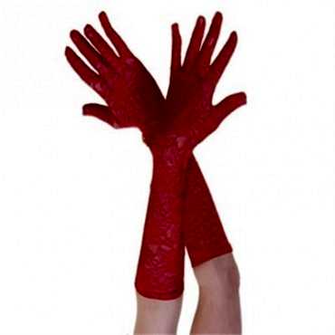 Kırmızı Renk Orta Boy Dantelli Eldiven