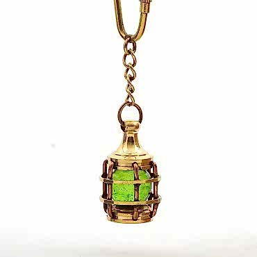 Pirinç Yeşil Gaz Lambası Tasarımı Anahtarlık 