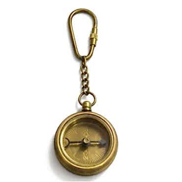 Nostaljik Pirinç Pusula Figürlü Anahtarlık