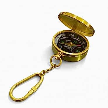Pirinç Kaptan Pusulası Tasarım Anahtarlık
