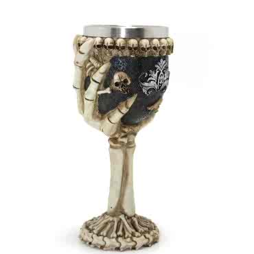 İskelet Eli Tutan 3D Kabartmalı Paslanmaz Çelik Kadeh Bardak