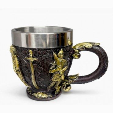 Şövalye Kabartmalı 3D Paslanmaz Çelik Kupa Bardak