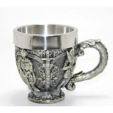Şövalye Kabartmalı Paslanmaz Çelik Kupa Bardak