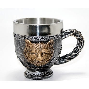 Mitolojik Ayı Figürlü 3D Kabartmalı Paslanmaz Çelik Kupa Bardak