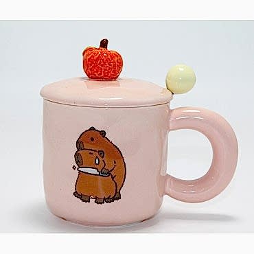 3D Capybara Desenli Porselen Kupa Bardak