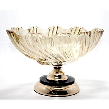 Lüks Ayaklı Kristal Cam Gondol Sunumluk Gold Detaylı