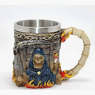 Grim Reaper Azrail Kabartmalı 3D Tasarım Çelik Kupa Bardak