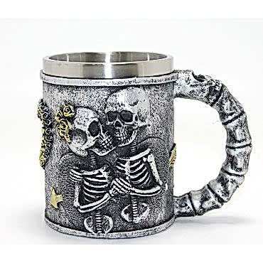 Sonsuz Aşk İskelet Tasarımlı 3D Kabartmalı Çelik Kupa Bardak