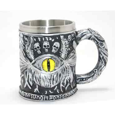 Mistik Ejderha Gözü 3D Kabartmalı Paslanmaz Çelik Kupa Bardak