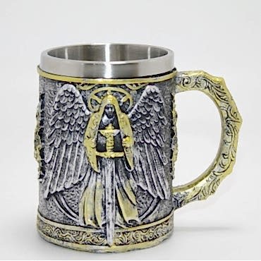 Savaşçı Melek Kanatlı 3D Kabartmalı Paslanmaz Çelik Kupa