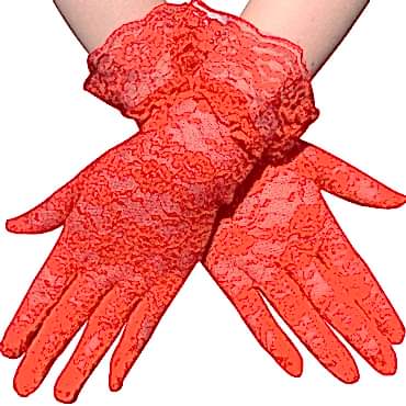 Kırmızı Dantelli Eldiven Yetişkin