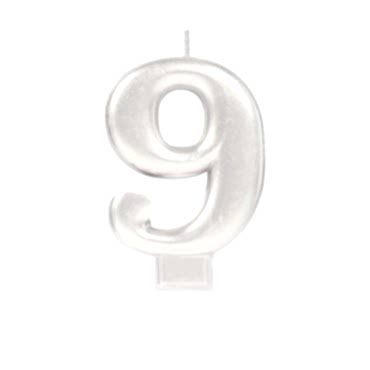 9 Rakamı Mum Gümüş Renk