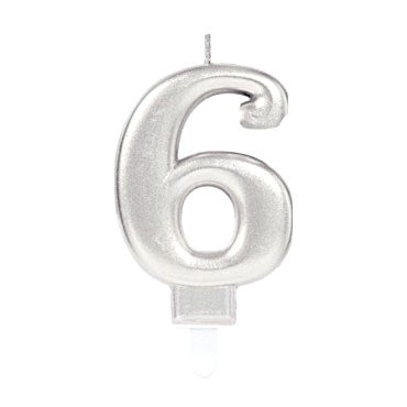 6 Rakamı Mum Gümüş Renk