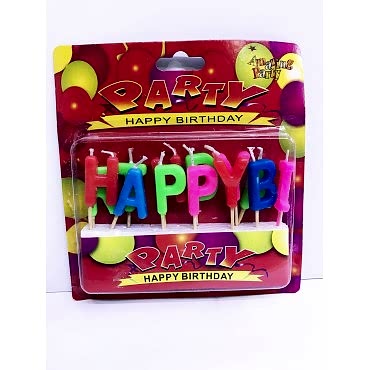 Renkli Happy Birthday Yazılı Mum