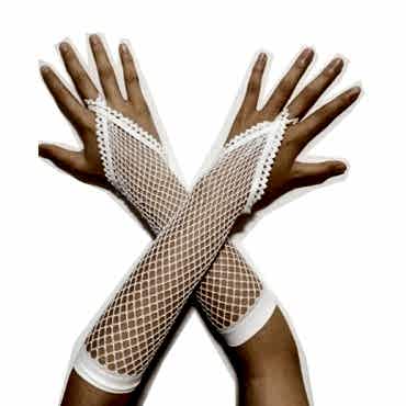 Örgü Beyaz Parmak Arası File Eldiven 26 cm