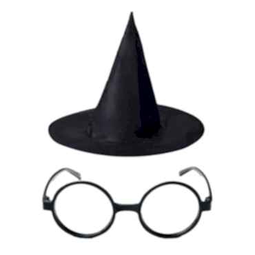 Harry Potter Şapkası ve Gözlüğü Siyah Renk