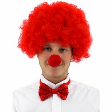 Kırmızı Renk Kıvırcık Afro Palyaço Seti