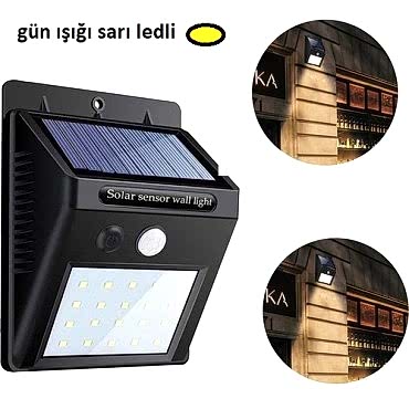 Hareket Sensörlü Güneş Enerjili Lamba 20 led