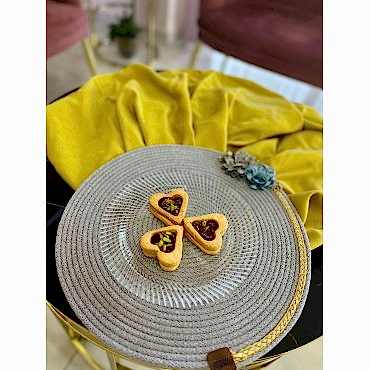 DecoHandy 39cm Çiçekli Jüt Örme Supla Amerikan Servis