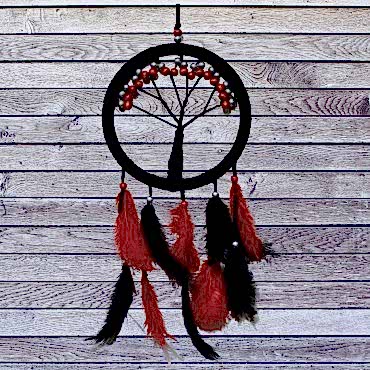 Siyah Kırmızı Hayat Ağacı Dream Catcher 