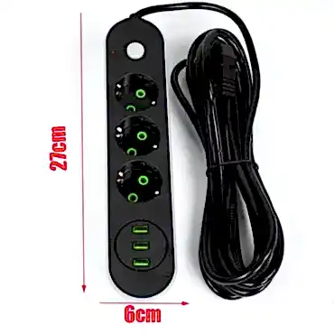 USB Yuvalı Üçlü Priz 