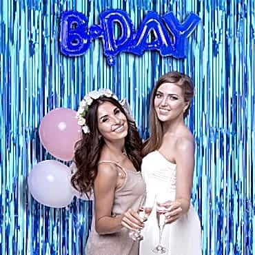 Ekstra Metalize Mavi Renk Saçaklı Arka Fon Perde 1x2 metre