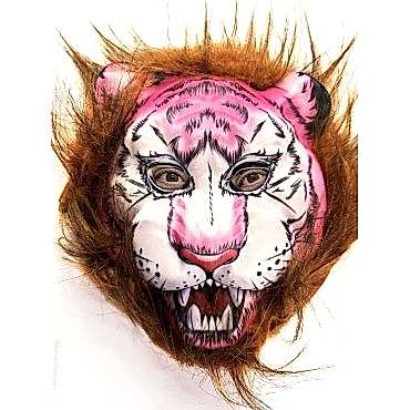 Kahverengi Saçlı Pembe Yüz Peluş Kurt Kaplan Maskesi 26 No