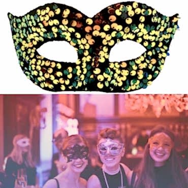 Altın Renk Pul Payet İşlemeli Balo Maskesi