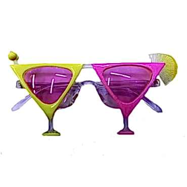 Sarı Pembe Renk Martini Parti Gözlüğü