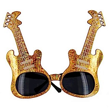 Altın Renk Gitar Şekilli Parti Gözlüğü 