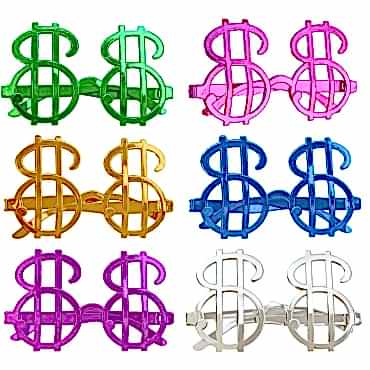 Dolar Şekilli Metalize Parti Gözlüğü 6 Adet