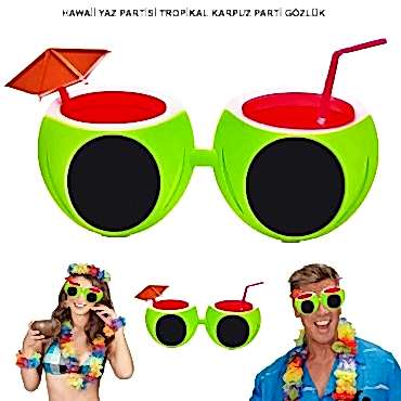 Karpuz Şekilli Tropikal Hawaii Gözlüğü