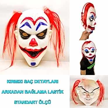 Kızıl Saçlı Joker Palyaço Maskesi 