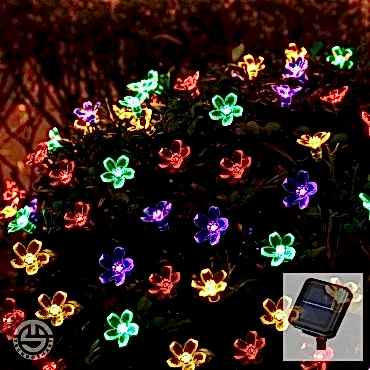 Solar 30 Ledli Çiçekli RGB Bahçe Aydınlatma Dekorasyon Güneş Enerjili