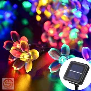 Solar 30 Ledli Çiçekli RGB Bahçe Aydınlatma Dekorasyon Güneş Enerjili