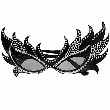 Taşlı Siyah Alev Parti Gözlüğü 