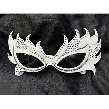 Taşlı Beyaz Alev Parti Gözlüğü 